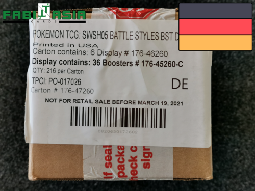 Pokémon SWSH05 Kampfstile Display Case Deutsch